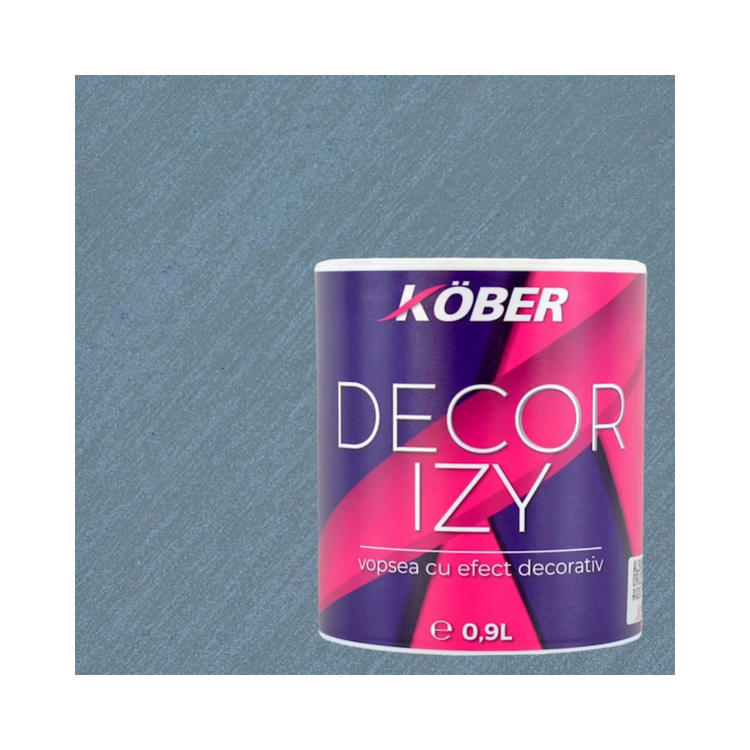 Vopsea decorativa, Kober Decor Izy, Gri Perla, efect sidefat si texturat, 0.9 litri