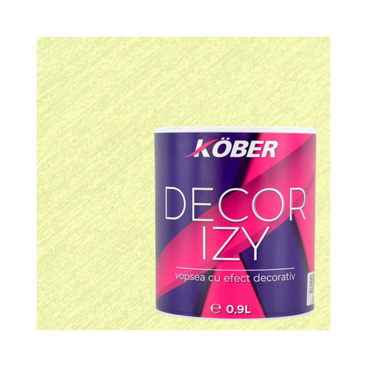 Vopsea decorativa, Kober Decor Izy, Galben Solar, efect sidefat si texturat, 0.9 litri