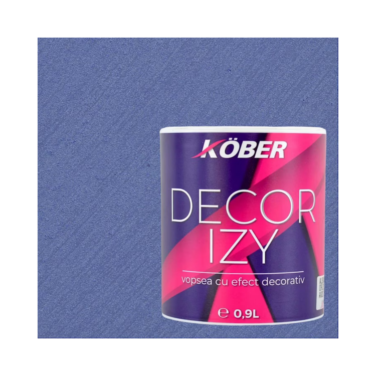 Vopsea decorativa, Kober Decor Izy, Albastru Orizont, efect sidefat si texturat, 0.9 litri