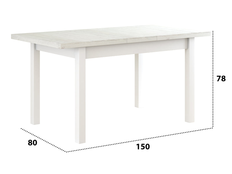Set masa extensibila 120x150cm cu 4 scaune tapitate, mb-13 max5 si s-37 boss7 b22, alb, lemn masiv de fag, stofa-4