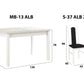 Set masa extensibila 120x150cm cu 4 scaune tapitate, mb-13 max5 si s-37 boss7 b22, alb, lemn masiv de fag, stofa