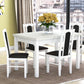 Set masa extensibila 120x150cm cu 4 scaune tapitate, mb-13 max5 si s-37 boss7 b22, alb, lemn masiv de fag, stofa
