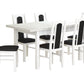 Set masa extensibila 120x150cm cu 6 scaune tapitate, mb-13 max5 si s-37 boss7 b22, alb, lemn masiv de fag, stofa