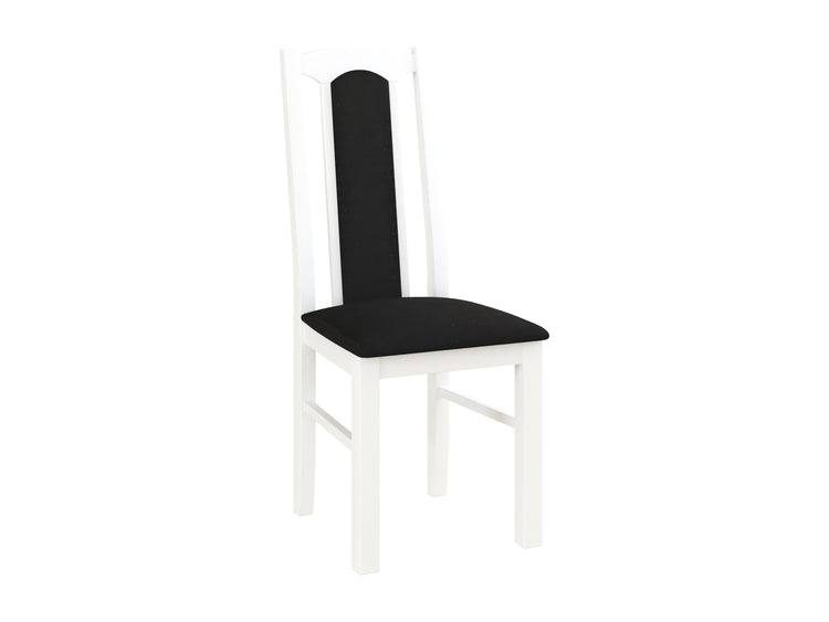 Set masa extensibila 120x150cm cu 6 scaune tapitate, mb-13 max5 si s-37 boss7 b22, alb, lemn masiv de fag, stofa