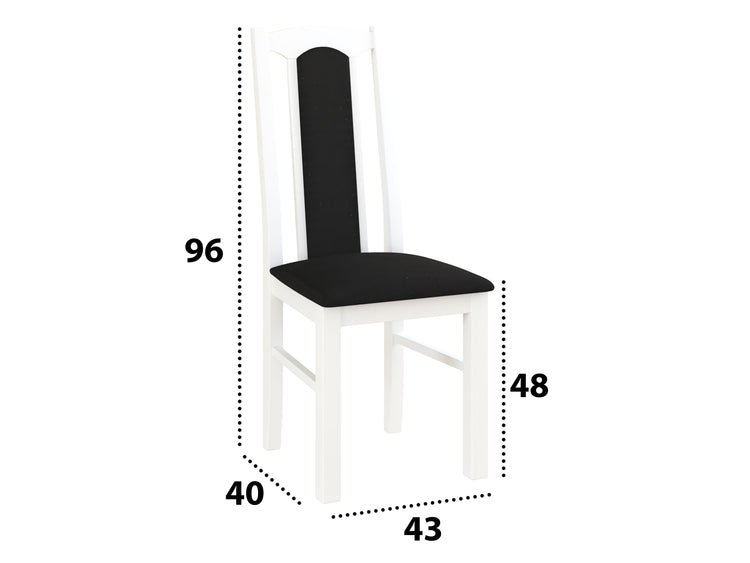 Set masa extensibila 120x150cm cu 6 scaune tapitate, mb-13 max5 si s-37 boss7 b22, alb, lemn masiv de fag, stofa