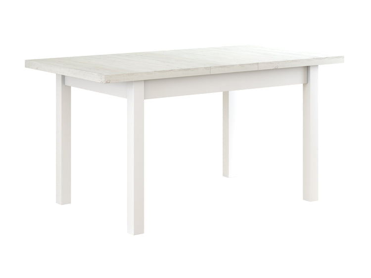 Set masa extensibila 120x150cm cu 6 scaune tapitate, mb-13 max5 si s-37 boss7 b22, alb, lemn masiv de fag, stofa