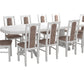 Set masa extensibila jork 200x250 cm, lemn masiv alb, cu 10 scaune tapitate stofa maro, s-37 B25B