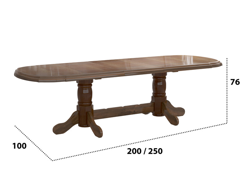 Masa extensibila 200-250x100 cm, Jork, lemn nuc-2