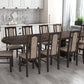 Set masa extensibila jork 200x250 cm, lemn masiv wenge, cu 10 scaune tapitate stofa gri, s-37 W2