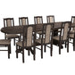 Set masa extensibila jork 200x250 cm, lemn masiv wenge, cu 10 scaune tapitate stofa gri, s-37 W2