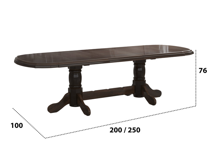 Set masa extensibila jork 200x250 cm, lemn masiv wenge, cu 10 scaune tapitate stofa gri, s-37 W2