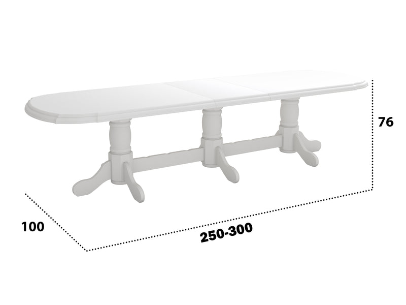 Masa extensibila 250-300x100 cm, Jork, lemn alb-2