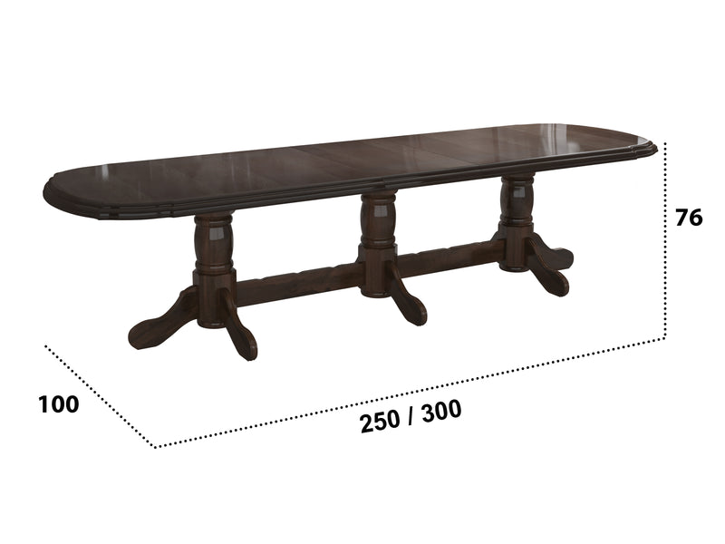 Masa extensibila 250-300x100 cm, Jork, lemn wenge-2