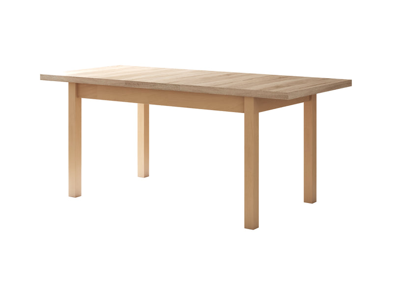 Set masa extensibila 140-180x80 cm cu 4 scaune tapitate, mb-21 modena1 si s-37 boss7 s6, sonoma, lemn masiv de fag, stofa-7