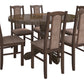 Set masa extensibila Kan 100x135 cm, lemn masiv, culoare nuc, blat din mdf cu 6 scaune tapitate S-37 Boss7 o2, stofa