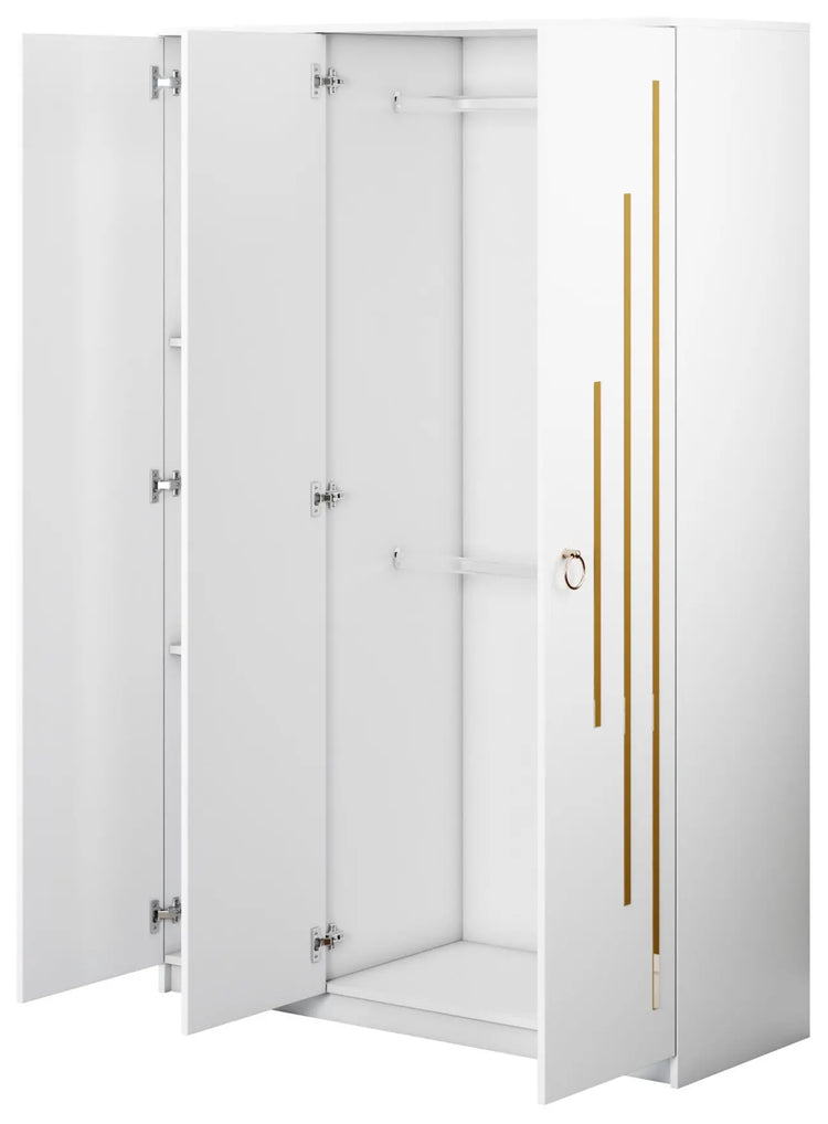 Sifonier Gold 3 usi, culoare alb / auriu, 123 x 192 x 48 cm - La Cucu