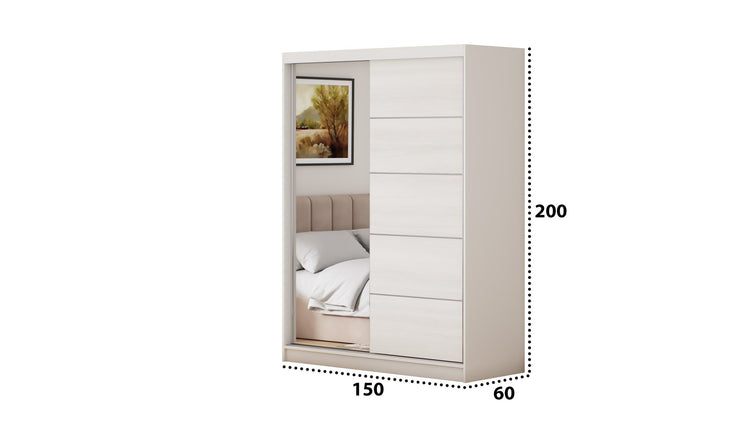 Dormitor Ina cu oglinda cappuccino/pin 150cm + saltea 160x200x20cm