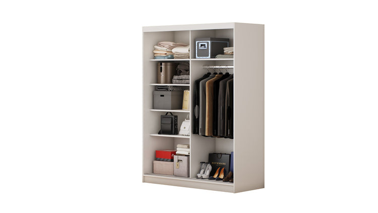 Dormitor Ina cu oglinda cappuccino/alb 150cm + saltea 160x200x20cm