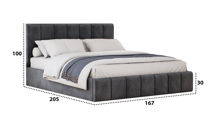 Dormitor Radu cu oginda gri inchis/gri 180cm + saltea 160x200x20cm