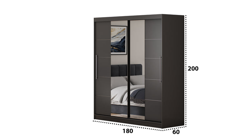 Dormitor Radu cu oginda gri inchis/gri 180cm + saltea 160x200x20cm-5