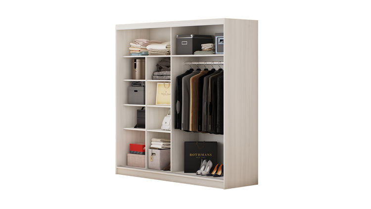 Dormitor Sara cu oglinda cappuccino/pin 200cm + saltea 160x200x20cm