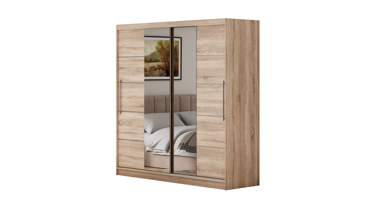 Dormitor Radu cu oglinda cappuccino/sonoma 180cm + saltea 160x200x20cm