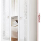 Dormitor Diana, culoare alb / argintiu, pat standard 160×200 cm, dulap 123 cm, comoda si 2 noptiere - La Cucu