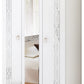 Dormitor Diana, culoare alb / argintiu, pat standard 160×200 cm, dulap 123 cm, comoda si 2 noptiere - La Cucu