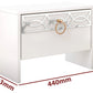 Dormitor Diana, culoare alb / argintiu, pat standard 160×200 cm, dulap 123 cm, comoda si 2 noptiere - La Cucu