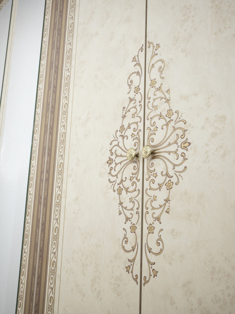 Dormitor Anette, 160x200 cm, 6a, bej/auriu, somiera metalica si saltea incluse-4