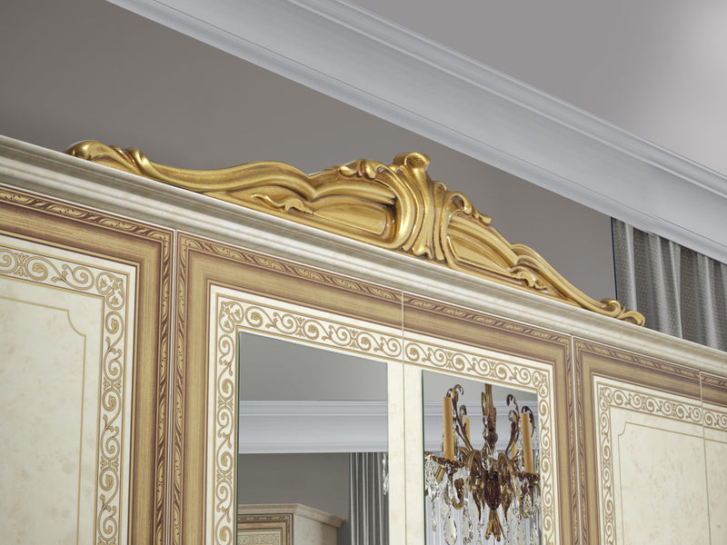 Dormitor Anette, 160x200 cm, 6a, bej/auriu, somiera metalica si saltea incluse-3