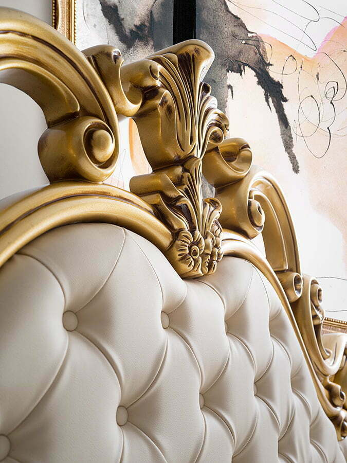 Dormitor grace, crem, pat 160x200 cm, dulap cu 6 usi, 2 noptiere, comoda, somiera metalica si saltea incluse