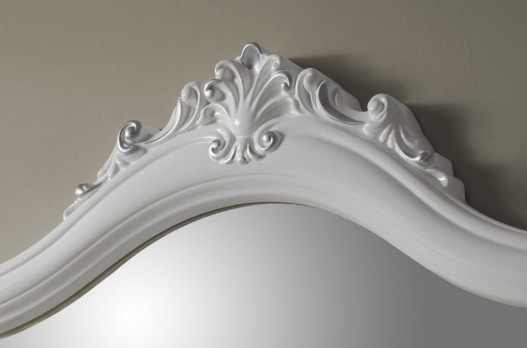 Dormitor Luisa, alb, pat 160x200 cm, dulap cu 6 usi, comoda, 2 noptiere, somiera metalica si saltea incluse