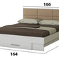 Dormitor Solano, alb, dulap 183 cm, pat cu tablie tapitata camel 160x200 cm, 2 noptiere, comoda - La Cucu