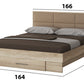 Dormitor Solano, sonoma, dulap 183 cm, pat cu tablie tapitata camel 160×200 cm, 2 noptiere, comoda - La Cucu