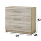 Dormitor Solano, sonoma, dulap 183 cm, pat cu tablie tapitata camel 160×200 cm, 2 noptiere, comoda - La Cucu