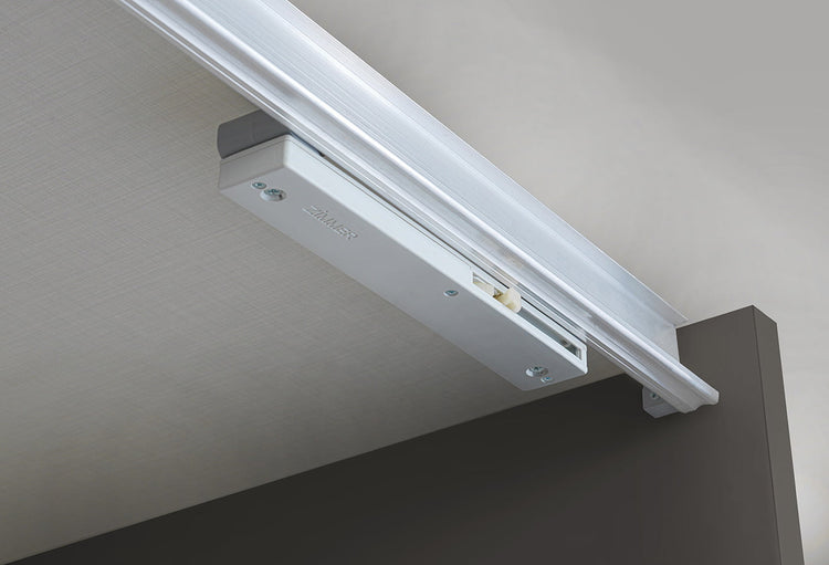 Dormitor Twin, alb/gri, pat 160x200 cm, dulap cu 2 usi culisante, 2 noptiere, comoda