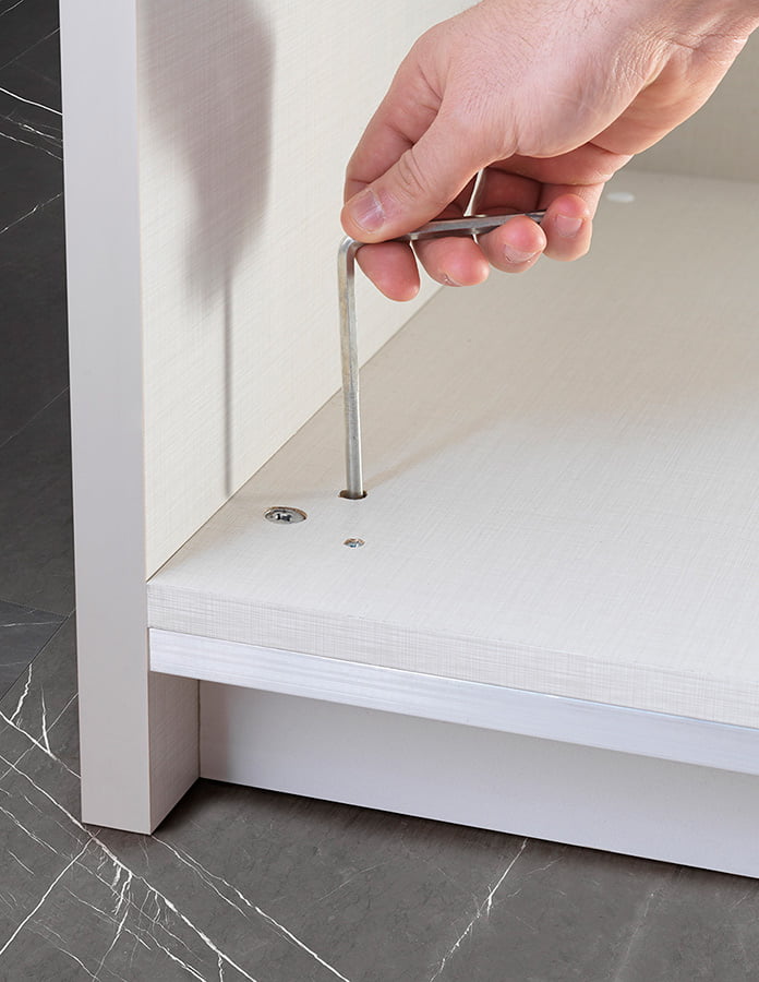 Dormitor Twin, alb/gri, pat 160x200 cm, dulap cu 2 usi culisante, 2 noptiere, comoda