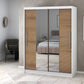 Dressing Rafi cu oglinda, 150x200x60 cm, alb/stejar