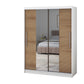 Dressing Rafi cu oglinda, 150x200x60 cm, alb/stejar