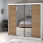 Dressing Rafi cu oglinda, 200x200x60 cm, alb/stejar
