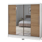 Dressing Rafi cu oglinda, 200x200x60 cm, alb/stejar