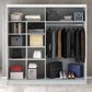 Dressing Rafi cu oglinda, 200x200x60 cm, alb/stejar