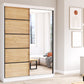 Dressing Gabriel cu oglinda, 150x200x61 cm, alb/stejar deschis