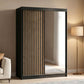 Dressing Gabriel Negru cu lamele artisan, cu oglinda, 150x200x61 cm
