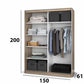 Dressing Gabriel Negru cu lamele artisan, cu oglinda, 150x200x61 cm