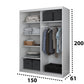 Dressing Gabriel fara oglinda, 150x200x61 cm, alb