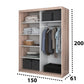 Dressing Gabriel fara oglinda, 150x200x61 cm, sonoma