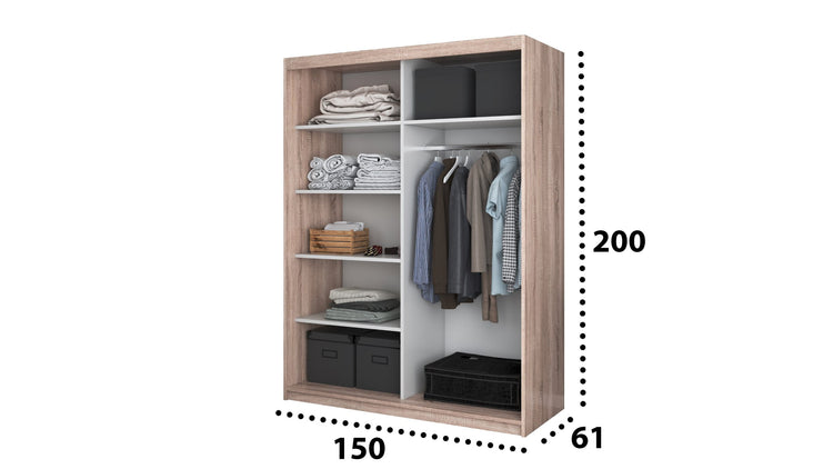 Dressing Gabriel fara oglinda, 150x200x61 cm, sonoma