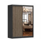 Dressing Gabriel Negru cu lamele artisan, cu oglinda, 150x200x61 cm